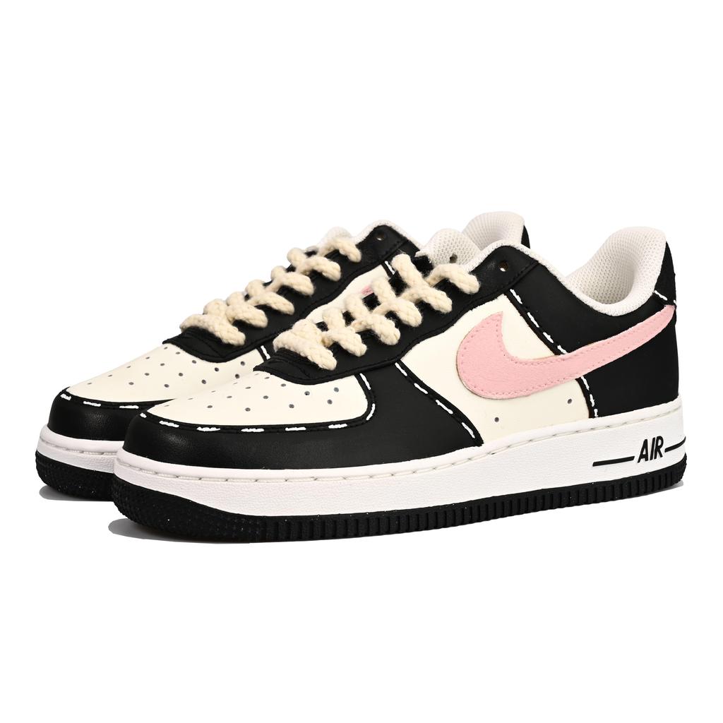 Nike Air Force 1 Wandering Girlish SAML Slip Resistant Abrasion Resistant Low Top Skateboard Shoes Unisex Black Pink FB3355-200(Team6-)