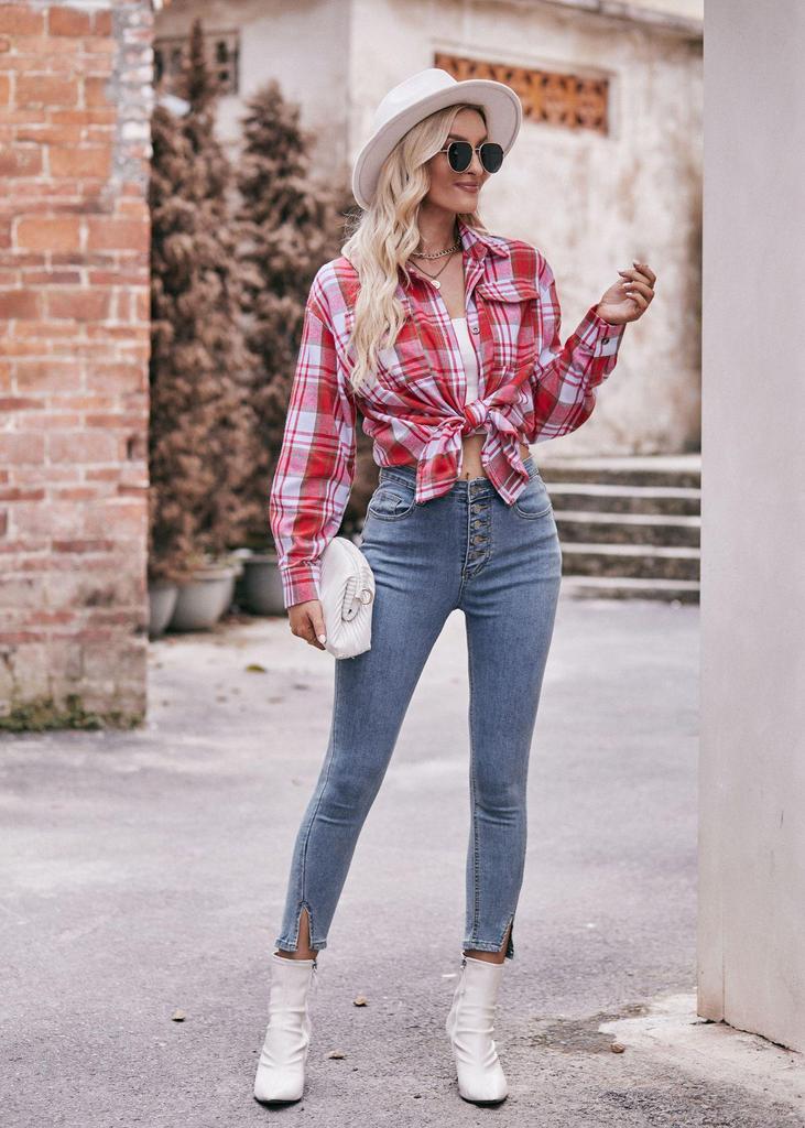 2023 Women's Oversize Plaid Shirt - Autumn/Winter European & American Casual Fashion