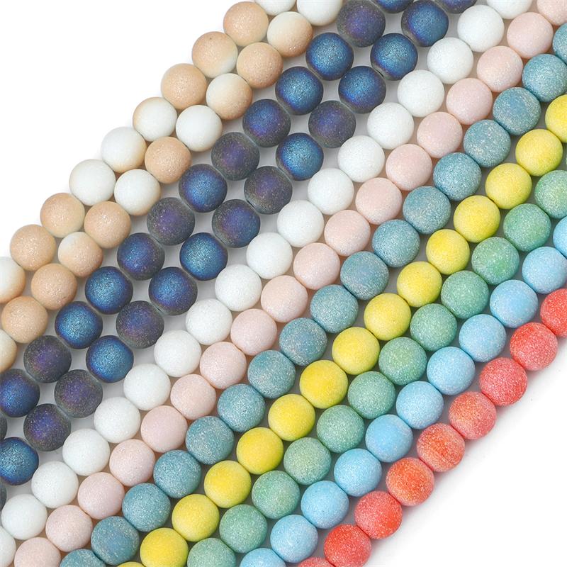 70Pcs Glass Flashing Sand Beads For DIY Necklace Bracelet Earrings Jewelry Making Craft Accessories
