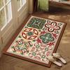 Vintage Colorful Tile Pattern Floor Mat Coil Doormat Bohemian Floral Wear Resistant Entry Mat