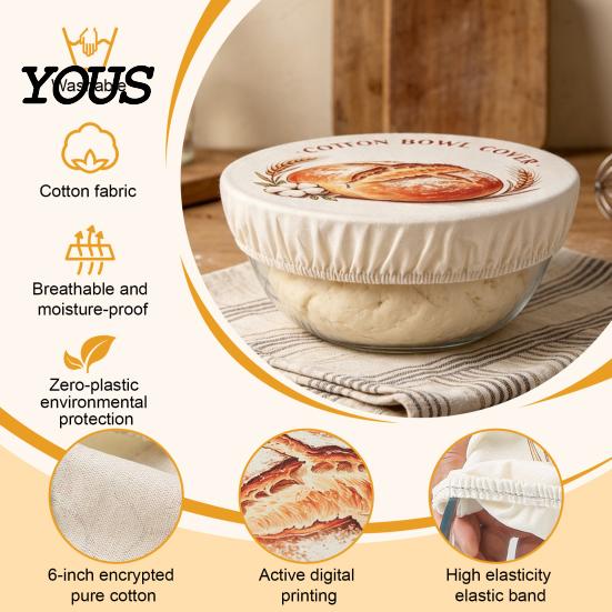 Breathable Cotton Fermentation Cloth Sourdough Starter Jar Cover, Reusable Elastic Dough Bowl Proofing for Baking Fabric And Food Preservation Plastic