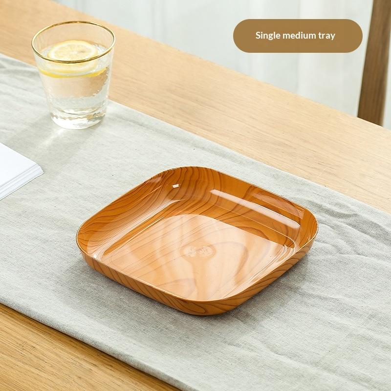 1Set Japanese-Style Plastic Dish Multifunctional Simple Imitation Wood Grain Bone Spitting Dish Household Food Grade Fruit Bowl