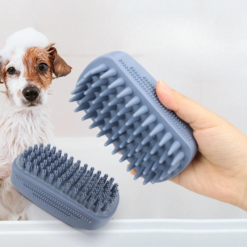 3-Head Silicone Bath Massage Brush with Fur Removal for Cat and Dog Specialized Dog Washing - Grooming Tool Dog Accessories
