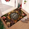 "Merry Christmas" Ball Candy Cane Light Doormat, Festive Non-Slip Hand Wash Rug for Home Entrance Holiday Decor