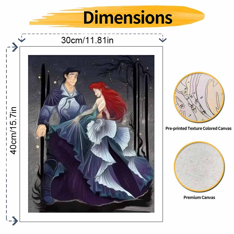 Disney Ariel Eric Paint By Number Kit Number Drawing Canvas DIY Picture Home Decor Romantic Love Wedding Couple Art Crafts Wall Decor Gift