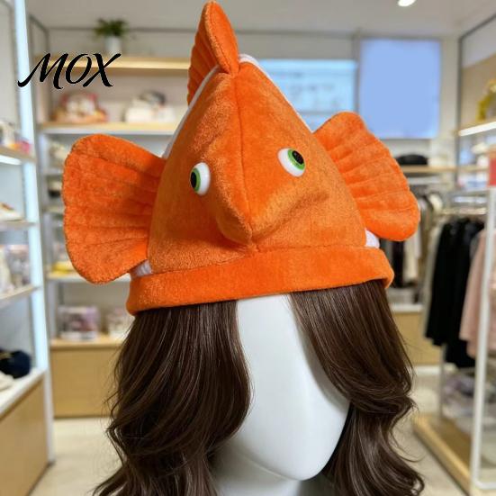 Ocean Party Costume Plush Clown Fish Hat, Halloween Clownfish Hat for Kids Comfortable Animal Cap Adults, Cosplay Headwear Stage Performance Dress-up
