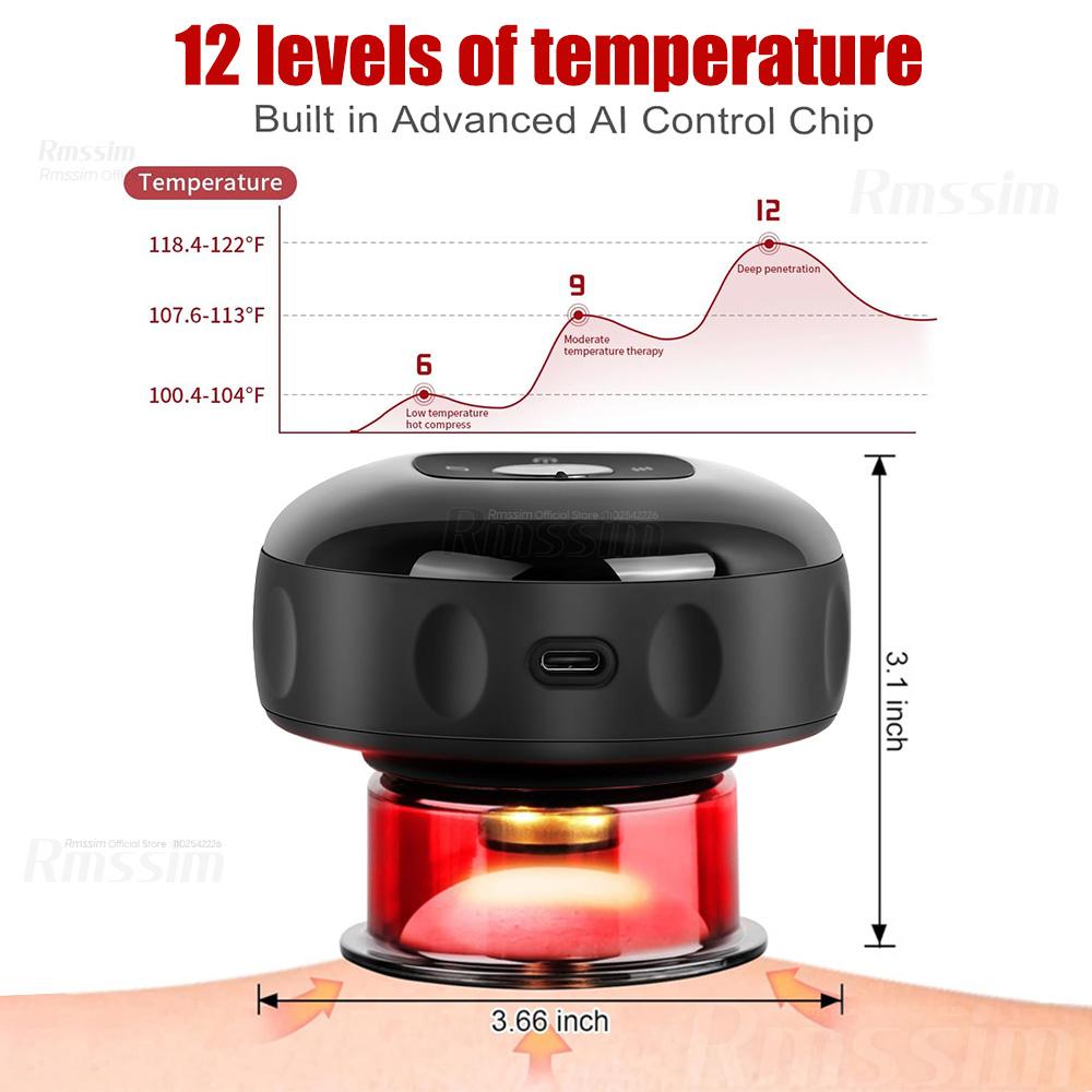 Body Scraping Massage Smart Electric Vacuum Cupping Heating Suction Cup Device Back Neck Arm Massger Relieve Fatigue