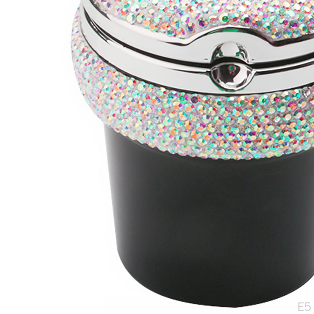 LED with Lid ,Portable Interior Rhinestones Decoration Trash Can Cup Outdoor Holder , Use