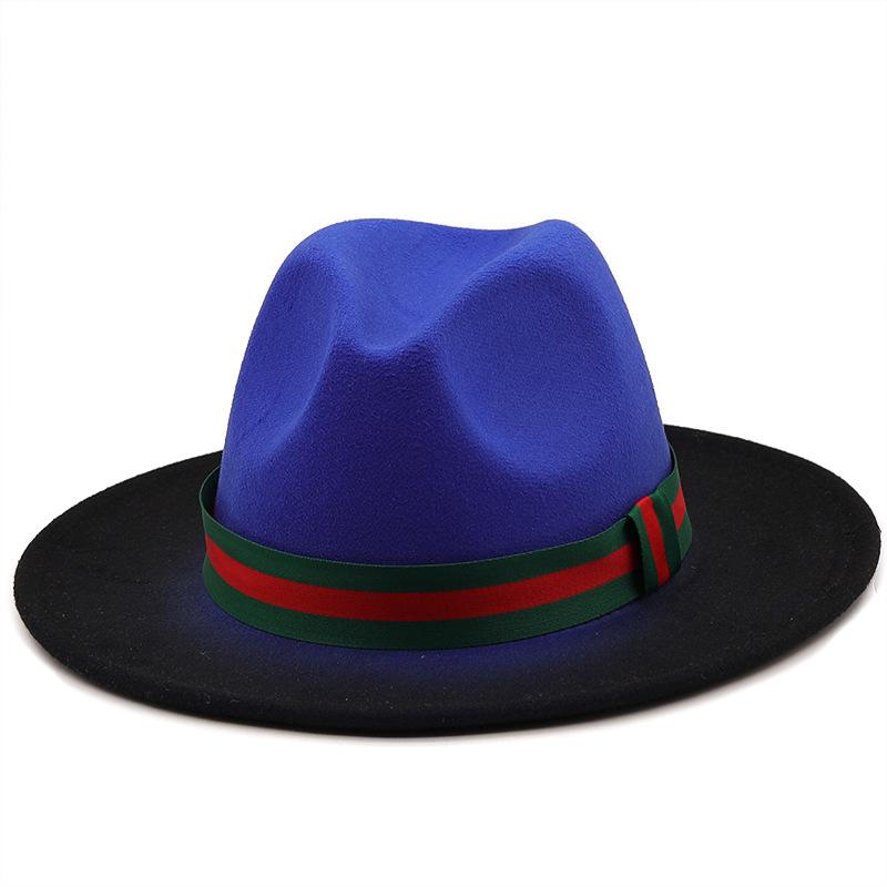 Autumn and winter men's and women's fashion spray-painted woolen jazz hat, a European, American and British style big-brimmed top hat