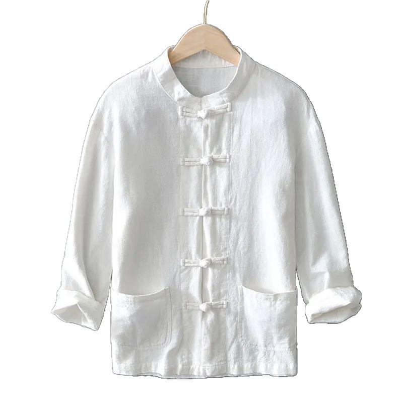 Jacket Men's Casual Shirt Loose Retro Guochao Middle-aged Spring and Autumn Chinese Cardigan Tang Clothing