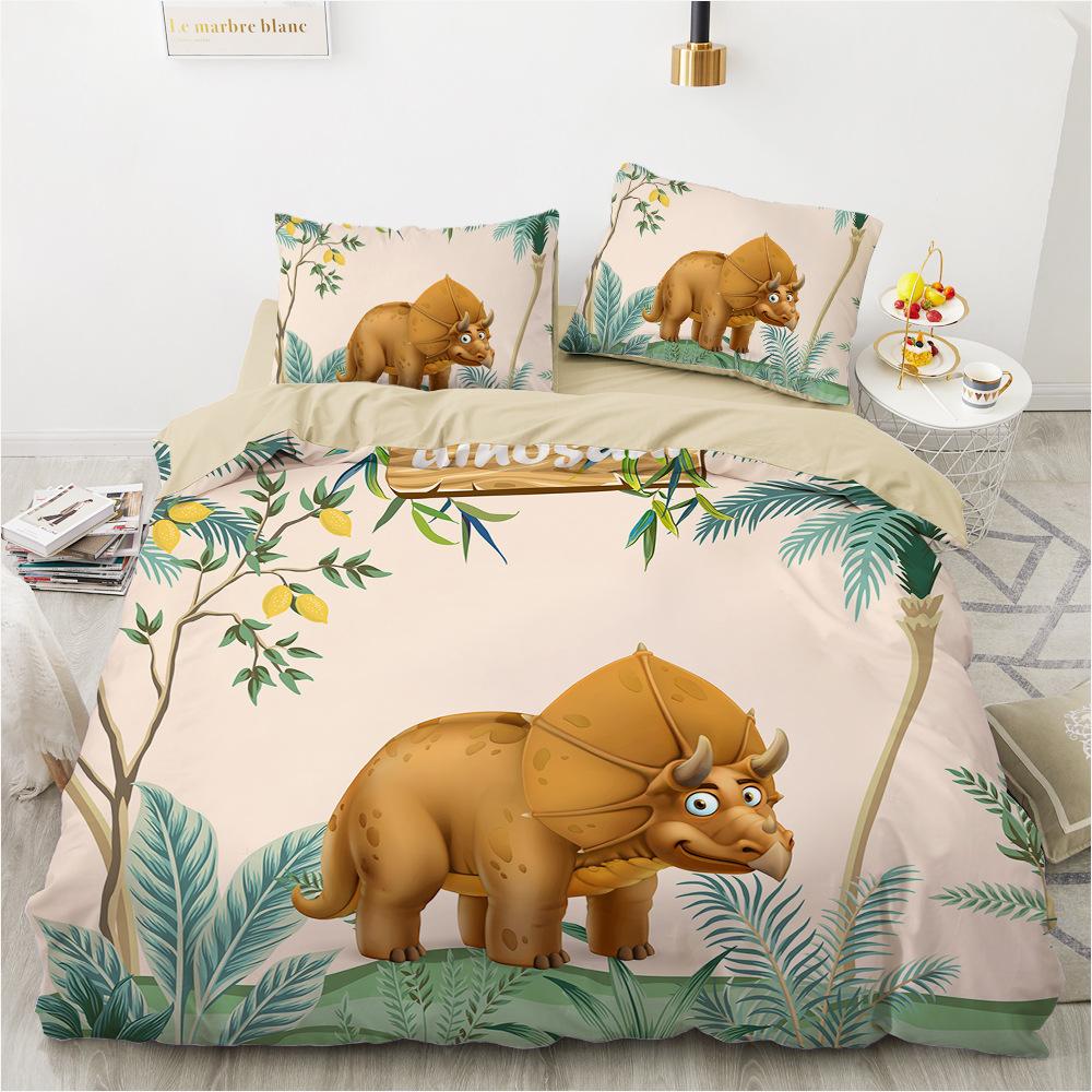 

Мультфильм Динозавр Узор 3D Цифровая Печать Пододеяльник Наволочка Спальня (Комплект из трех частей) Комплект постельного белья DE 135x200cm