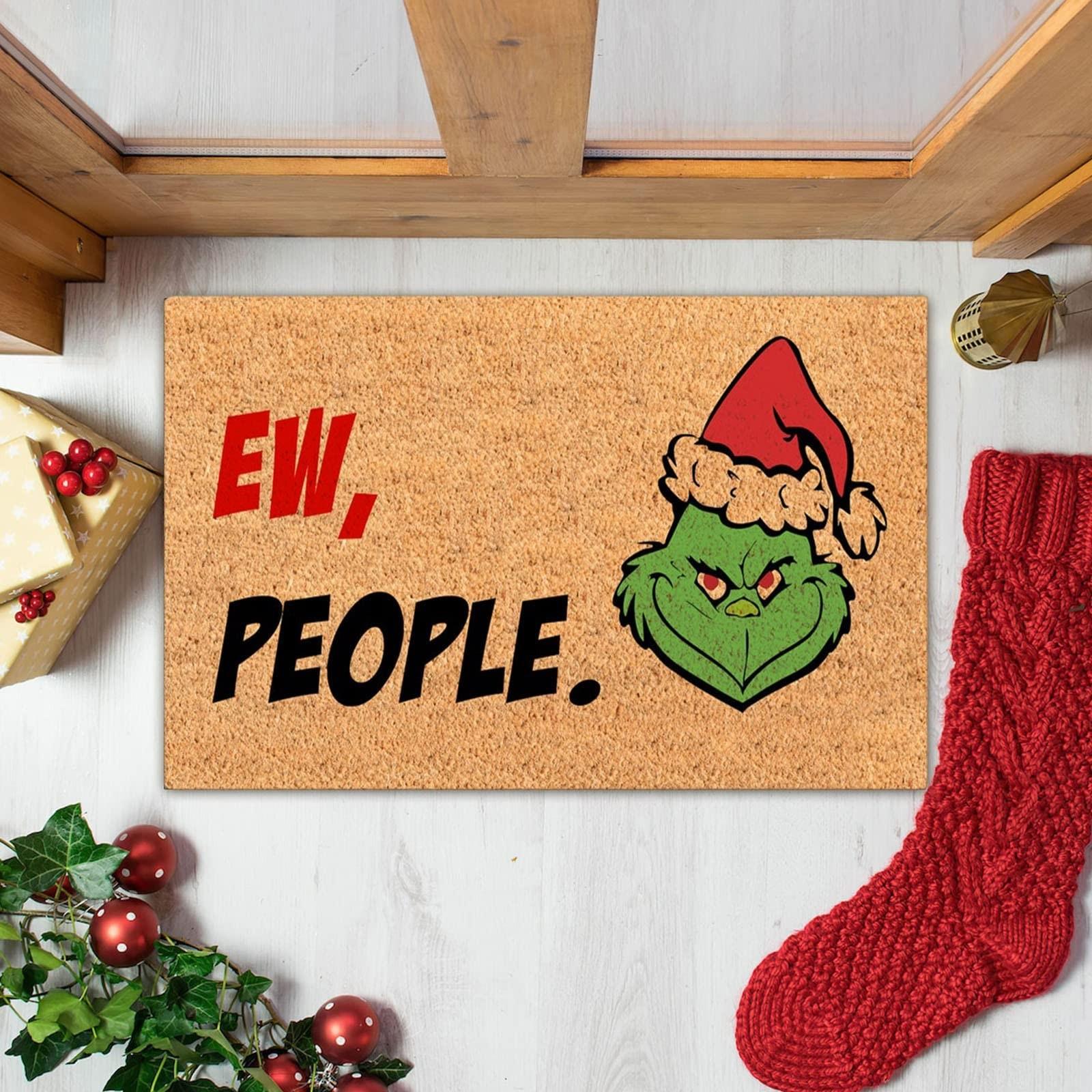 

60x40cm Decorative Doormat with Printed Text and Character Design Durable Indoor Outdoor Entrance Rug Non-Slip Backing Easy to Clean