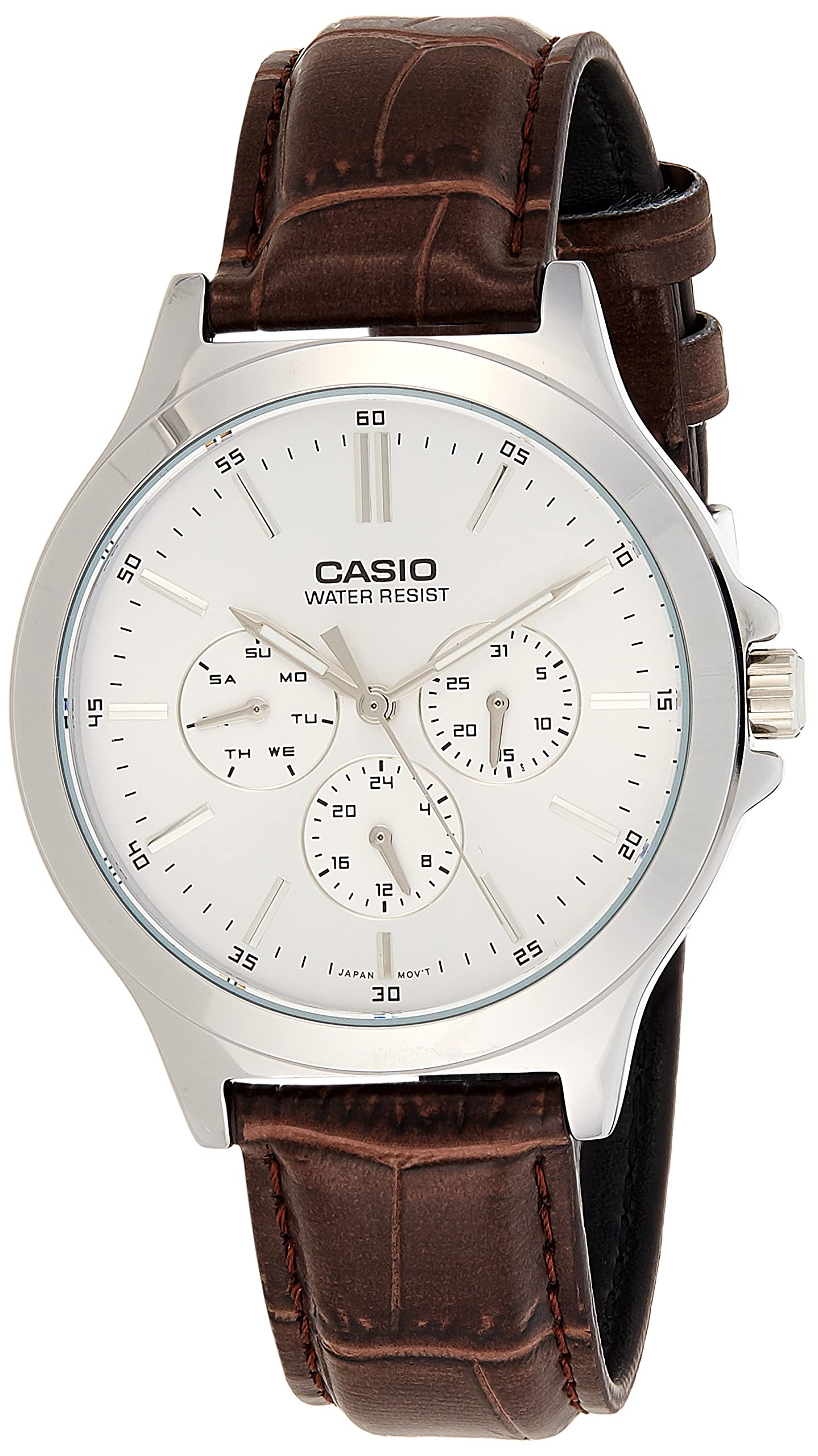 

Casio Watch White Brown Strap Men s - MTP-V300L-7AUDF Dial, Band, Brown,