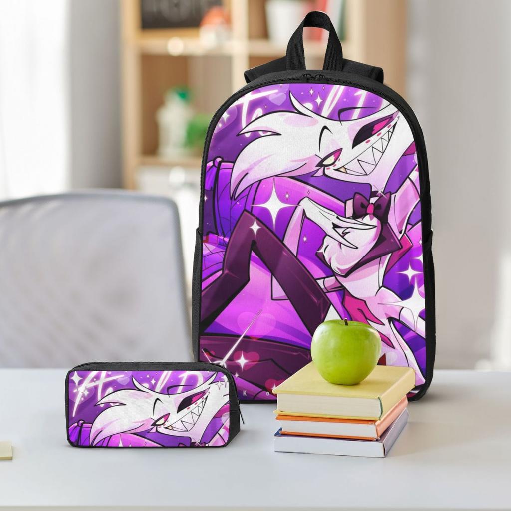 Alastor Vox Hazbins Hotels Kids Backpack Lunch Box Pencil Boxes for Boys Girls Preschool Backpacks Kawaii School bag Bookbag Set