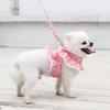Hunde-/Katzengeschirr-/Leinen-Set, verstellbare Spitze, floral bedruckt, Haustiergeschirr, Weste, süßes Hundekleid, Pubby-Netzgeschirr, Katzen-Leine