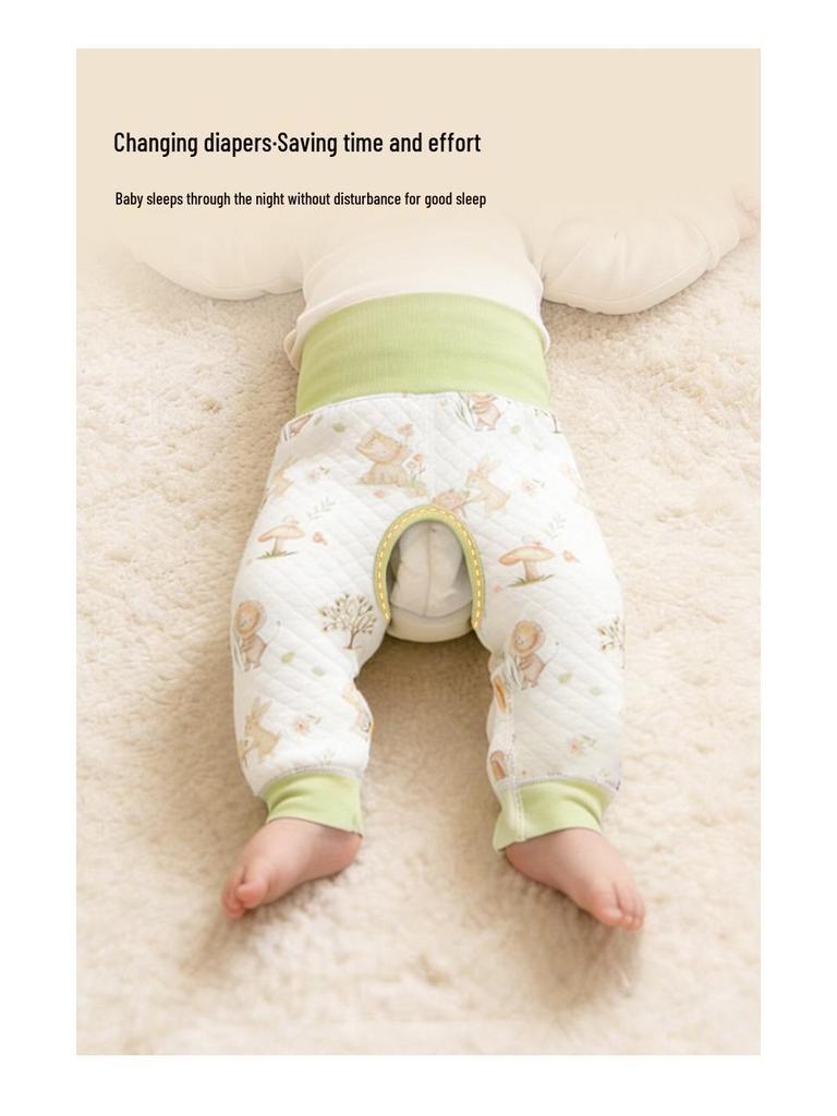 Boys' and Girls' Padded Winter Pants - Warm, High Waist, Open Crotch, Cotton for Belly Protection