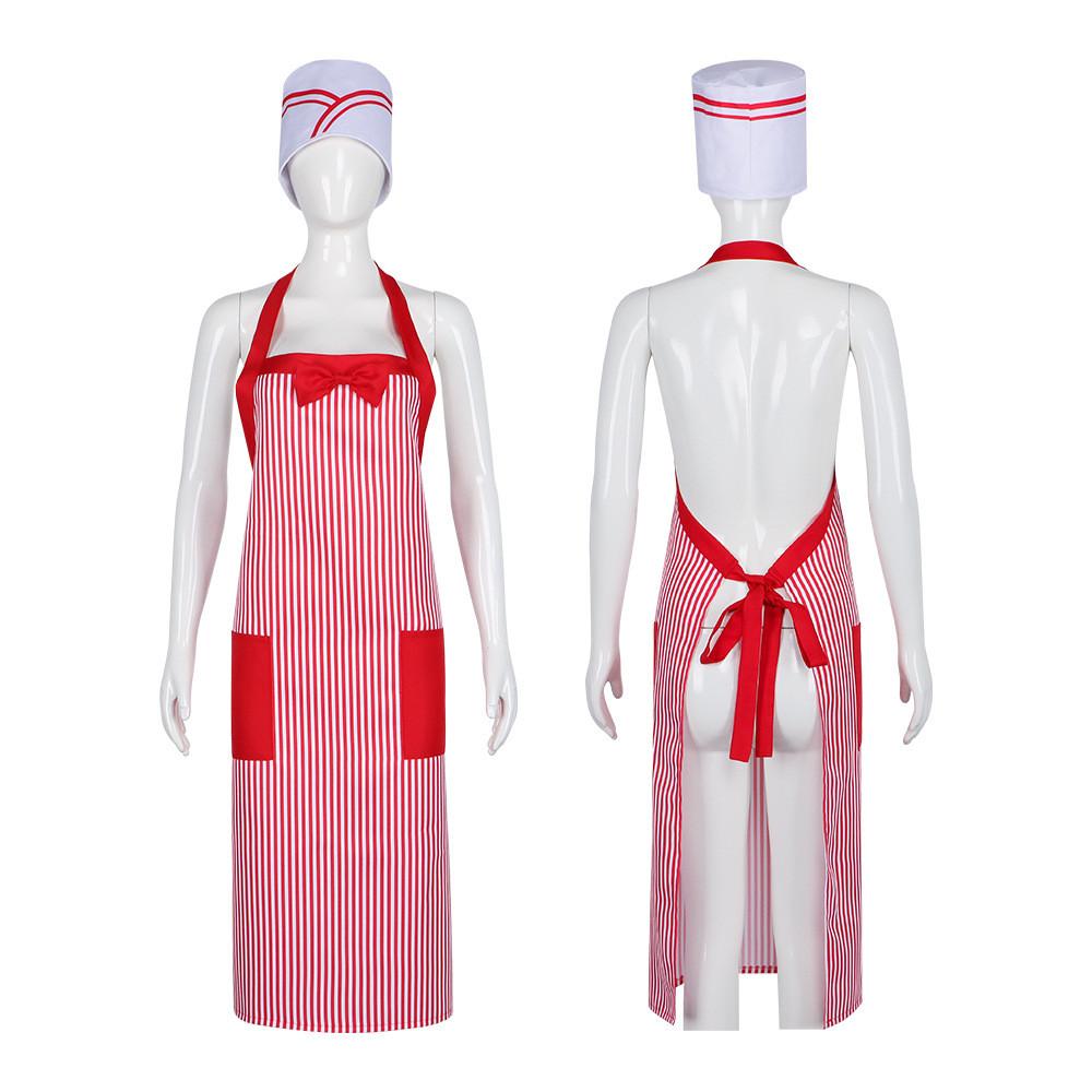 Costume Cosplay Halloween Set Chef Hat Striped Apron Role Play Themed Events
