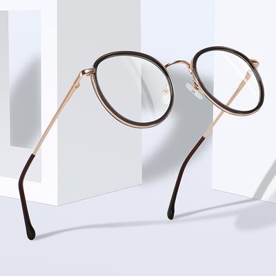 Montura de Metal Placa Anillo Montura de Gafas Simple Plana para Hombre Versátil Redonda Gafas para Miopía Montura Óptica Mujer