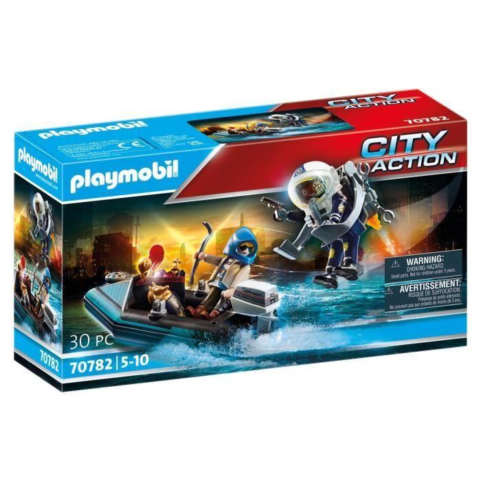 PLAYMOBIL - 70782 - Policier avec réacteur dorsal et canoë