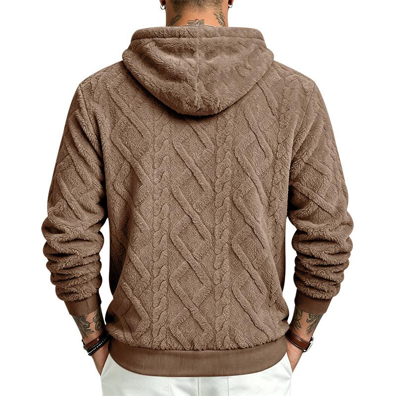 Autumn Winter Men High Street Casual Double-Sided Velvet Hooded Hoodies Sports Style Trend Pullover Sweatshirts