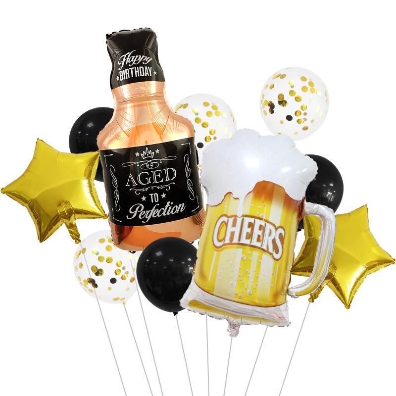 Aluminum Film Balloon Whiskey Beer Bubble Wine Glass Bottle Pentagram Party Combination Set