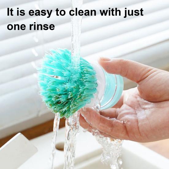 3Pcs Cleaning Brush Ergonomic Design Powerful Cleaning Hard Bristles Liquid-Adding Feature Soap Dispenser Dish Brush