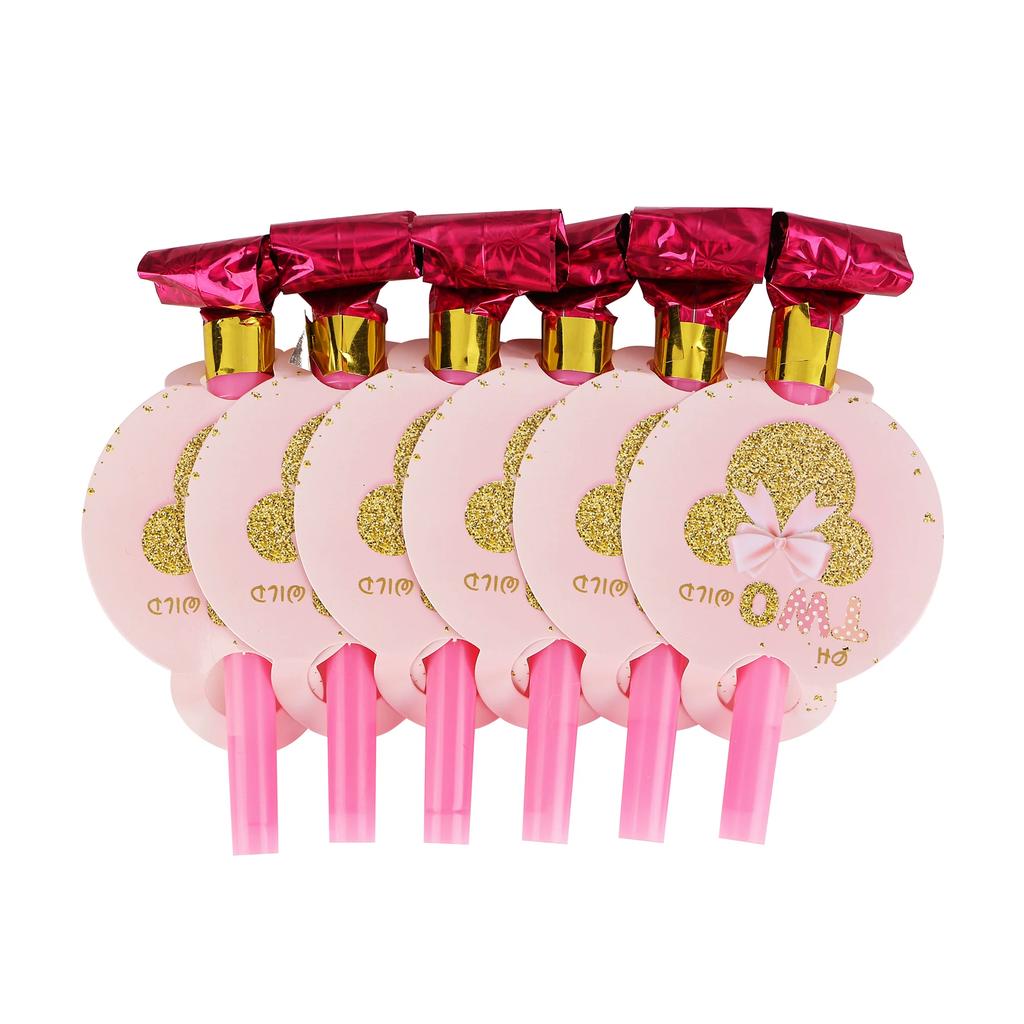 Birth Date Celebration Supplies Collection Minnie Mouse Style Pink Gold Glitter Disposable Utensils Children Birth Date Tableware Decor Favors