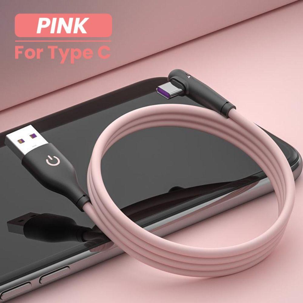 Data Cable 5A Type C Cable Fast Charging Cord 90 Degree Charger Cable Soft Silicone USB C Cable