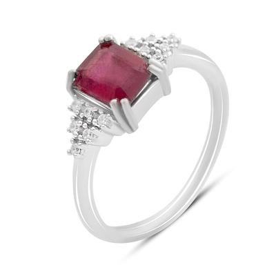 Silver Ring with Natural Ruby 2.511ct, Cubic Zirconia, Weight of the Product 2.93 G (2165163)