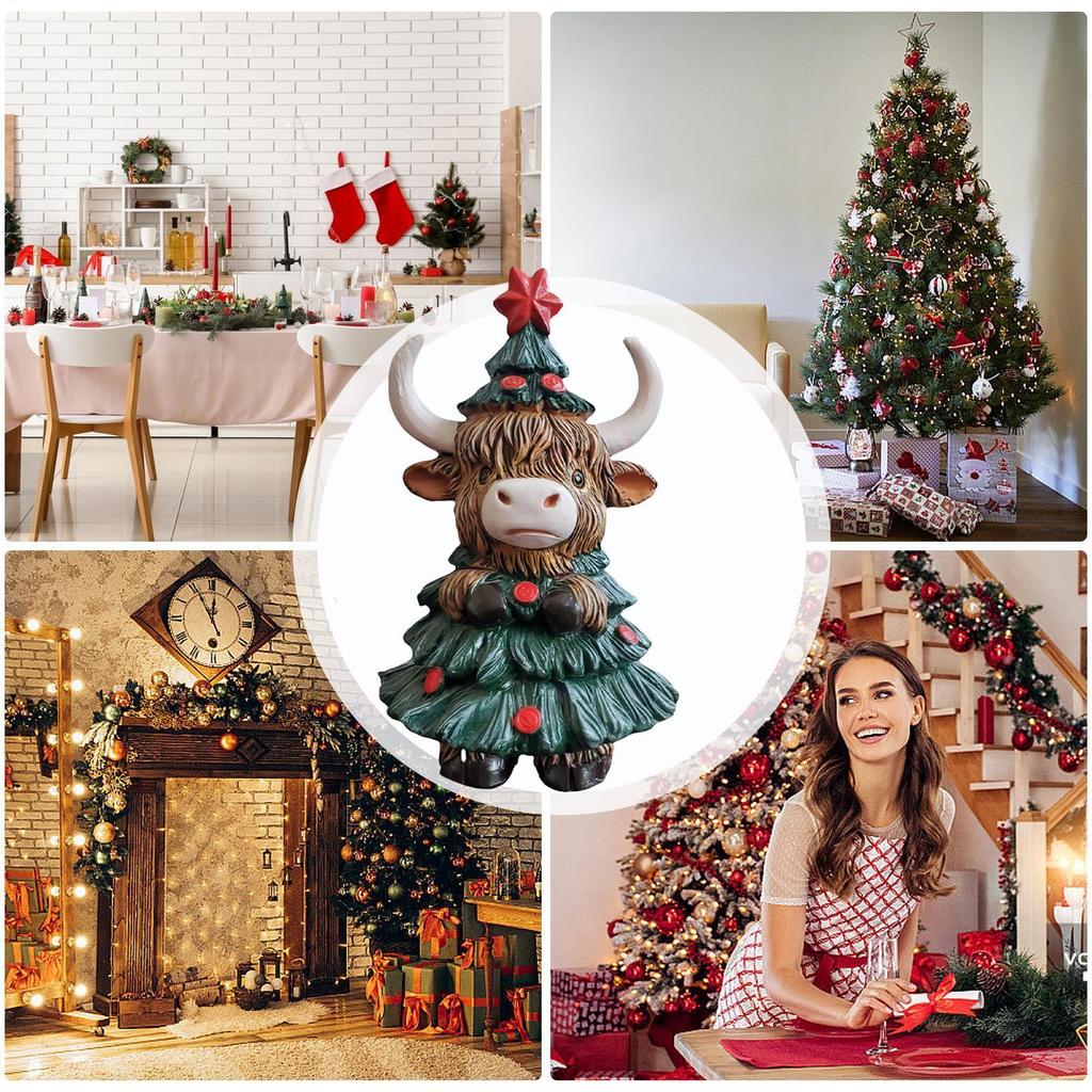 Highland Cow Decor Christmas Highland Cow Figure Rustic Cute Ornament For Dorm Farmhouse Bathroom Classroom Kitchen Nursery
