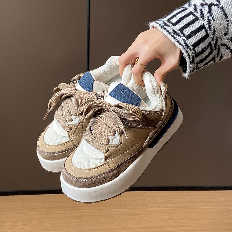 

2025 winter velvet little white shoes new Korean version ins female students warm height increase sports board shoes street shot F168 35