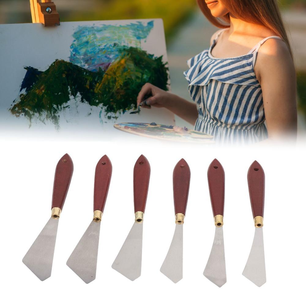 6PCS Smooth Polished Surface Oil Painting Spatula Set Color Mixing Knives  Art Studio Drawing