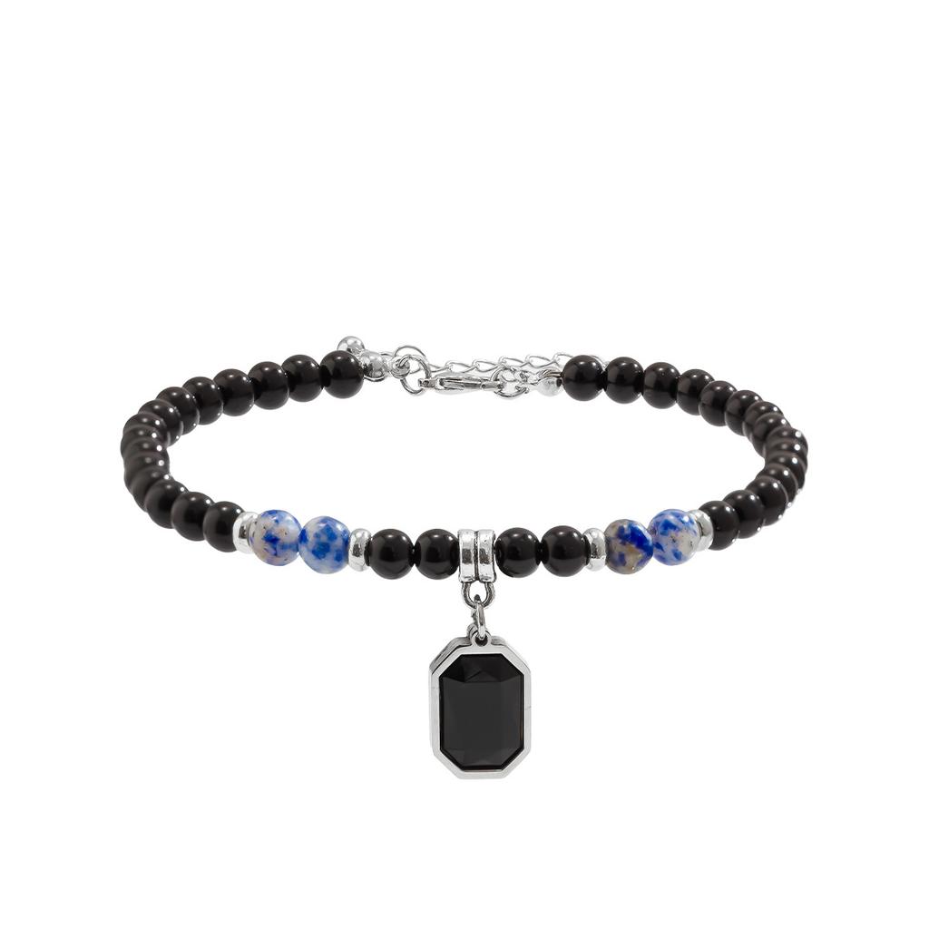 Tobillera de Cuentas Negras Para Hombre, Nicho Hip-Hop de Alta Gama Minimalista Accesorios de Playa de Verano