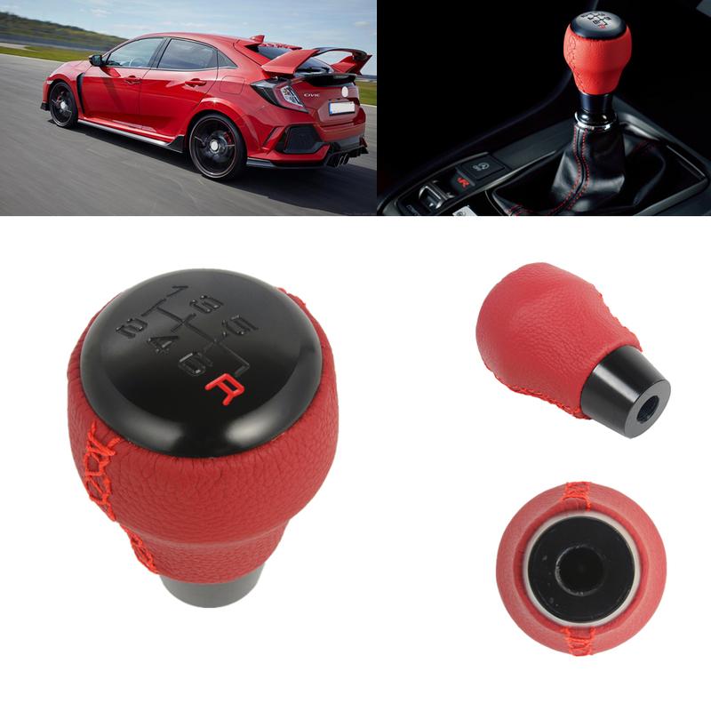 

For HONDA Civic Type-R 2017 2018 6 Speed Red PU Leather Shift Knob