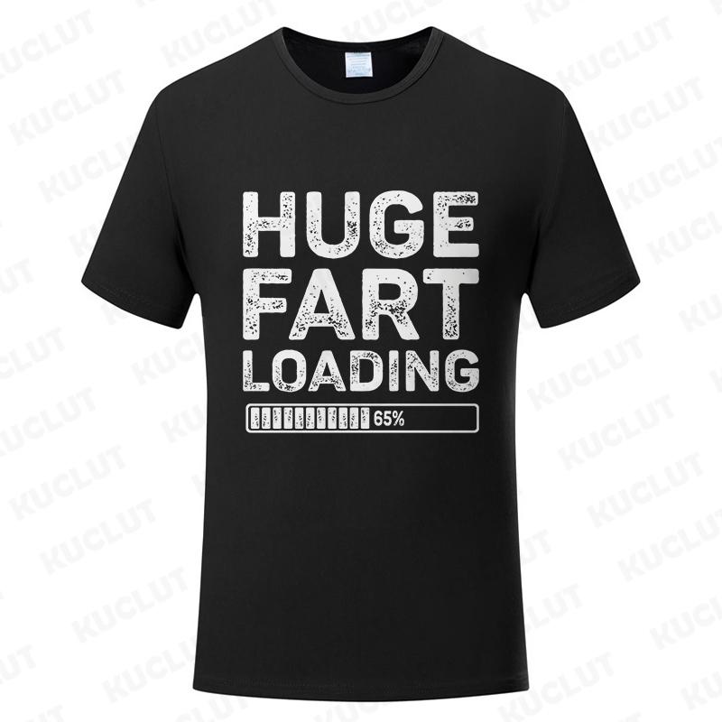 Huge Fart Loading T-shirt for Men Funny Humor Tee Joke Gag Shirt Dad Husband Gifts Guys Clothes Short Sleeve Fashion Casual Tops