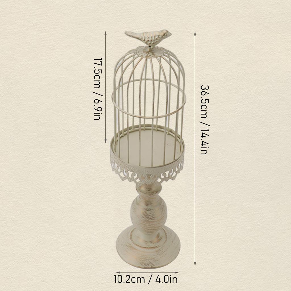 Vintage Candle Holder Iron Bird Cage Shape Candlestick Detachable Stable Base Desktop Decoration for Bedroom Restaurant Hotel