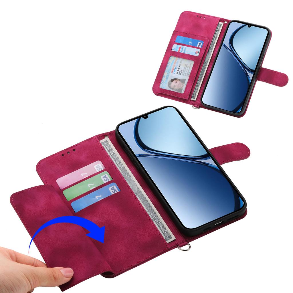 For Oppo Reno14 Pro 5G (Global) Case Flower Pattern PU Leather Wallet Phone Cover with Strap