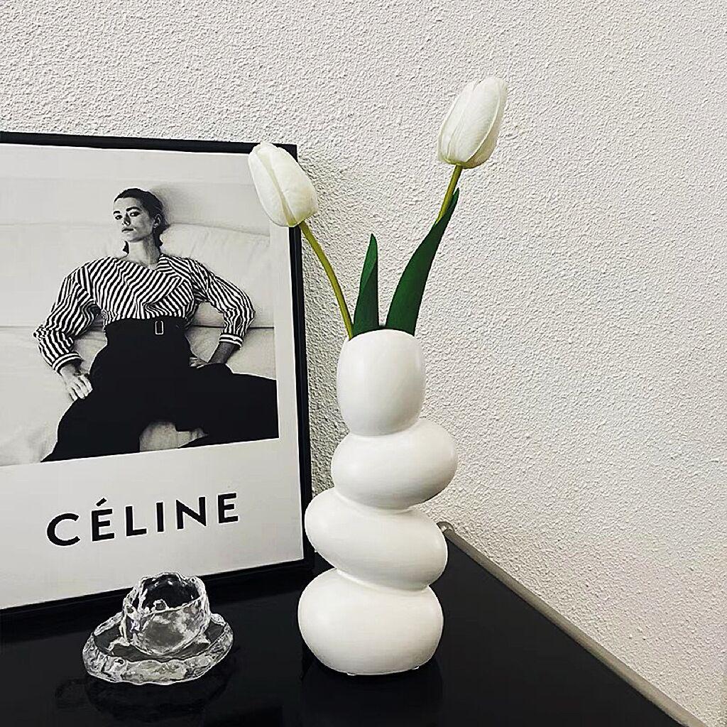 Irregularly Shaped Ceramic Cobblestone Vase for Floral Arrangements