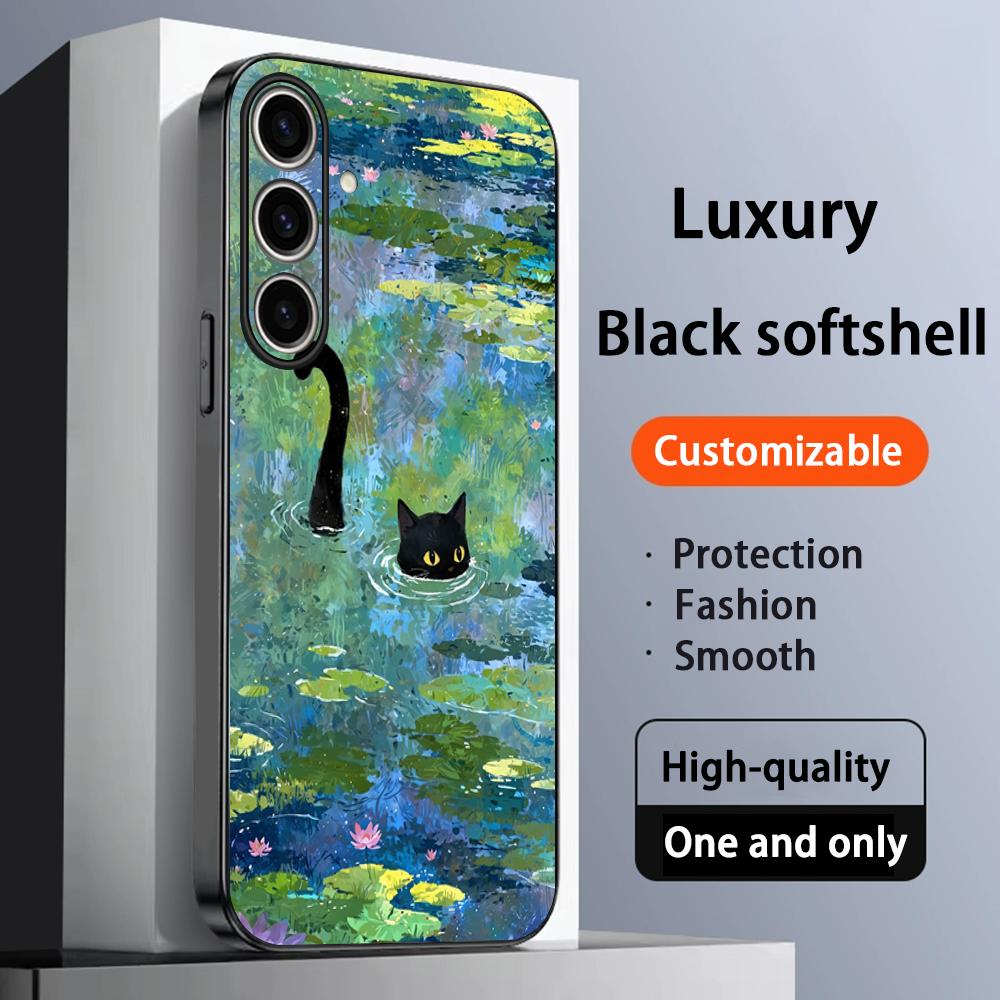 Cat universe cute fashion design ins Phone Case For Samsung Galaxy S25 S24 S23 S22 S21 S20 Plus Ultra Note20 Soft Black