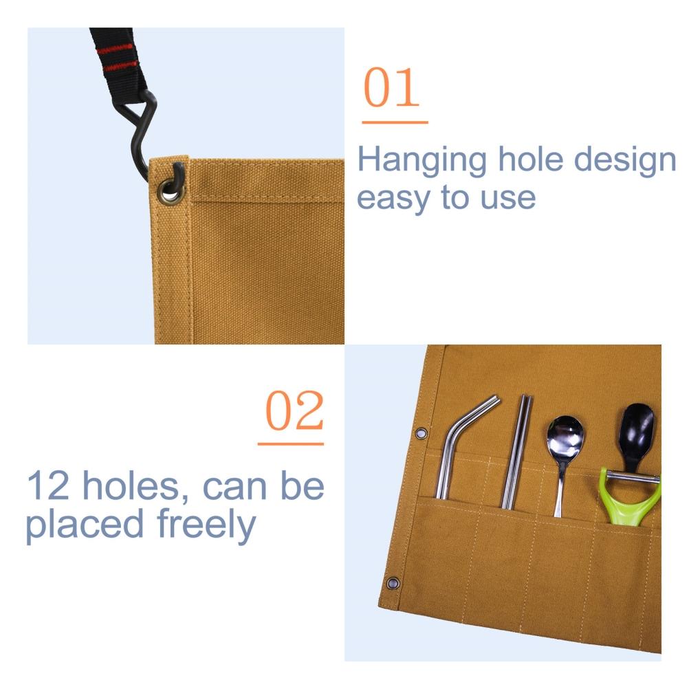 Venkovní kempingový úložný vak na nádobí Přenosný závěsný plátěný úložný vak na příbory a ubrousky Stan
