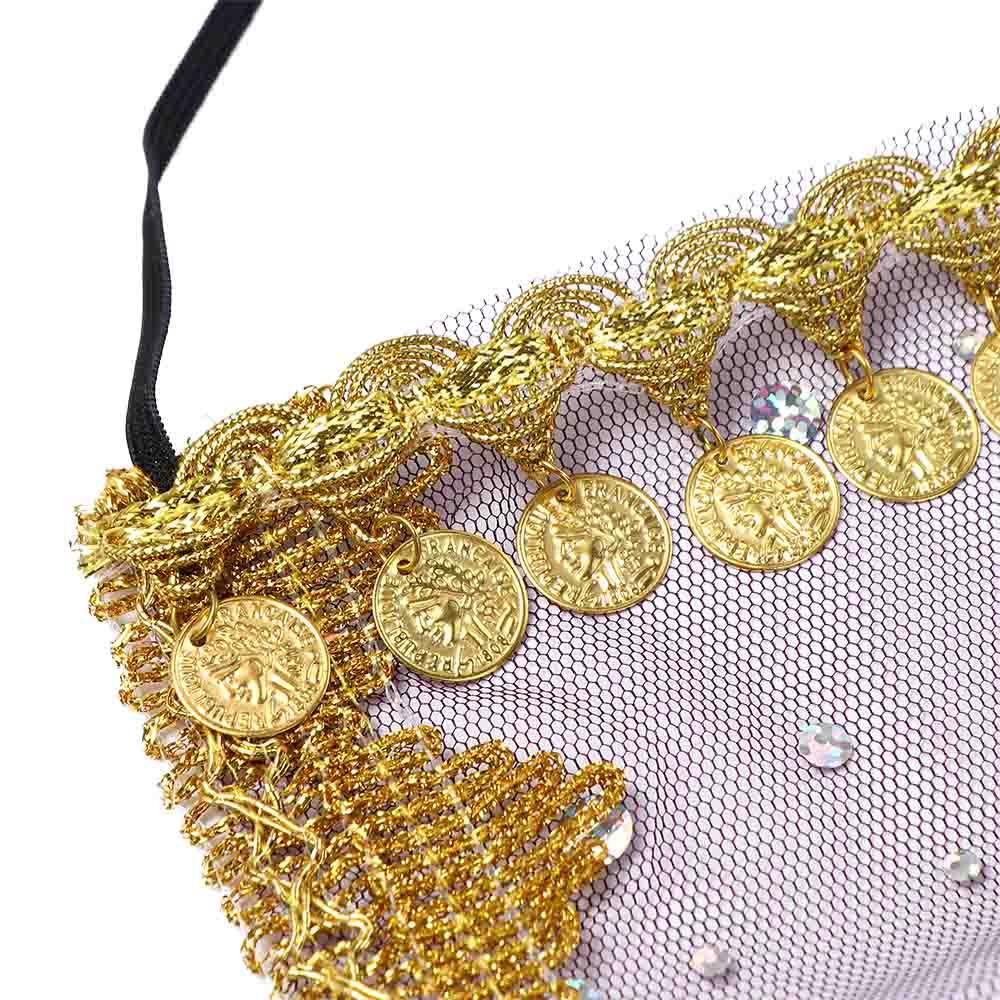 Women Sequins Indian Dance Rhinestone Face Veils Belly Dance Costumes Mesh Performance Accessories