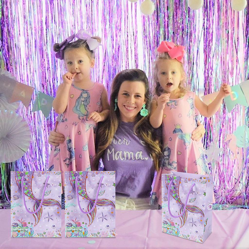4pcs Mermaid Candy Bags Gift Packing Box Little Mermaid Theme Birthday Party Decor Under the Sea Party Favors Kids Baby Shower
