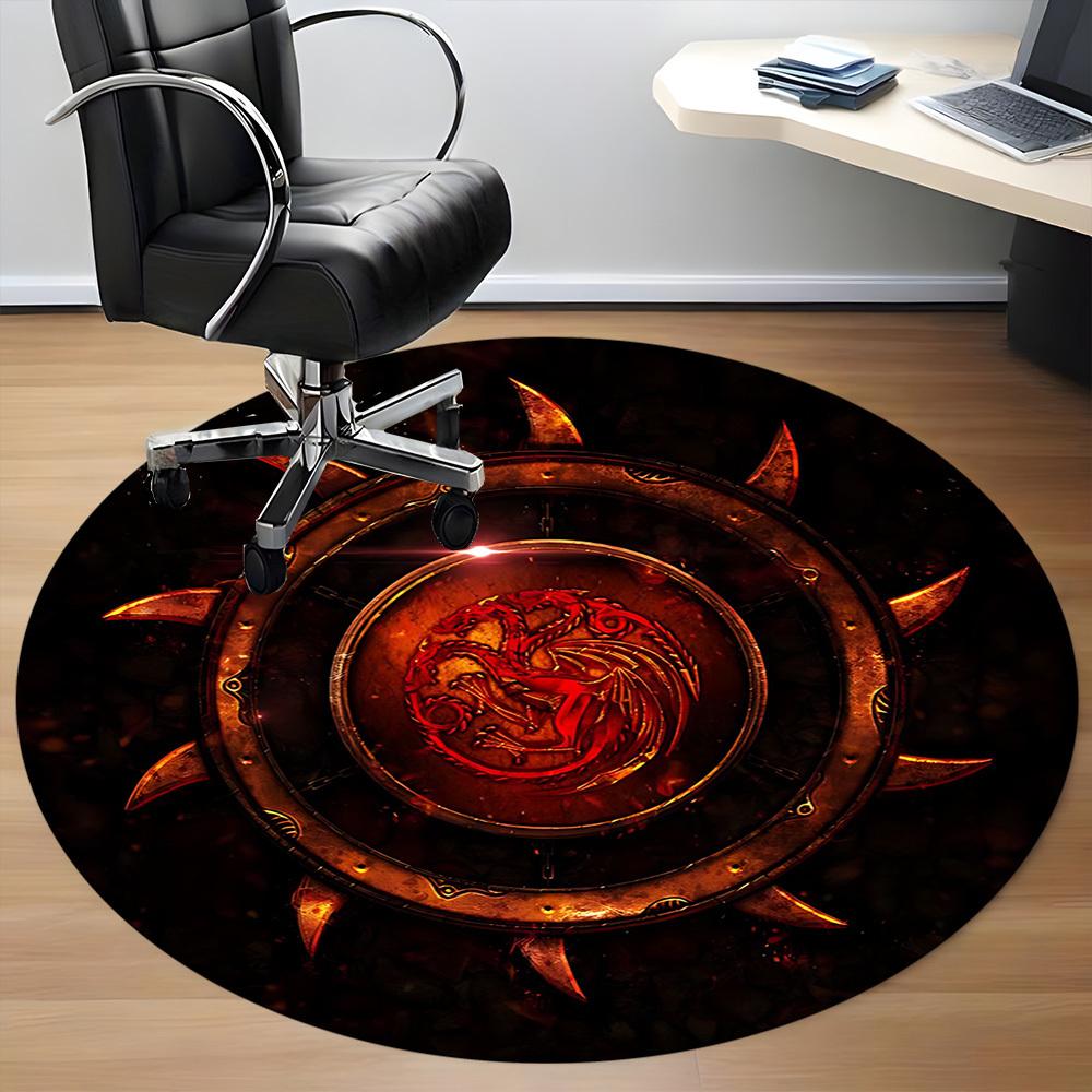 1pc Game of Thrones Office Round Area Rug, Indoor Mat Suitable For Office,Bedroom Living Room Home Decor, Room Deco a0926096