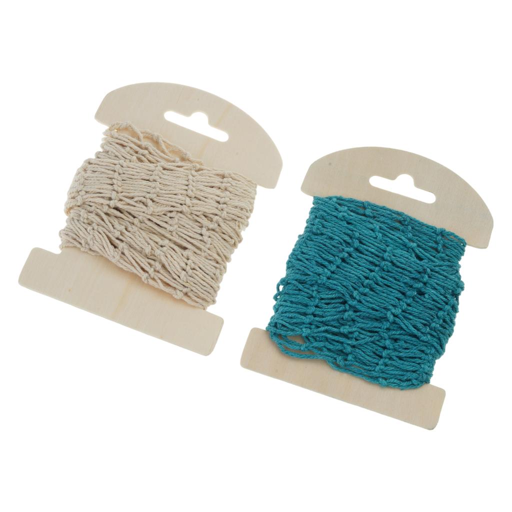 Lot de 2 Filets de Pêche Décoratifs Bleus et Beiges Pour Arrière-plans de Photographie Ambiance Côtière Accessoires Photo