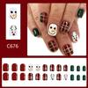 Cute Elk Snowman Press On Nails Short Square Christmas Fake Nails Glossy Winter Xmas Acrylic Nails Reusable Stick On Nails for Women DIY Holiday