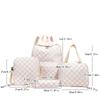 Checkerboard 4Pcs Backpack Set Crossbody&handbag&Pen Case Stitching Multi Pocket Adjustable Straps Campus Commute Bundle