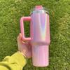 1pcs Smooth Flat Glass with Lid and Straw, 30-ounce /40-ounce Stainless Steel Kettle with Handle, Portable Water Cup.