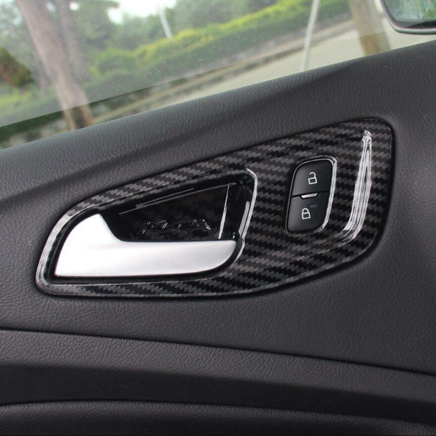 For Ford Escape Kuga 2013-2019 Carbon Fiber Car Door Handle Bowl Cover Trim 4PCS