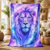 Galaxy Purple Lion Throw Blanket Fantasy Cosmic Animal Print Soft Cozy Blanket for Sofa Bed Living Room Decor