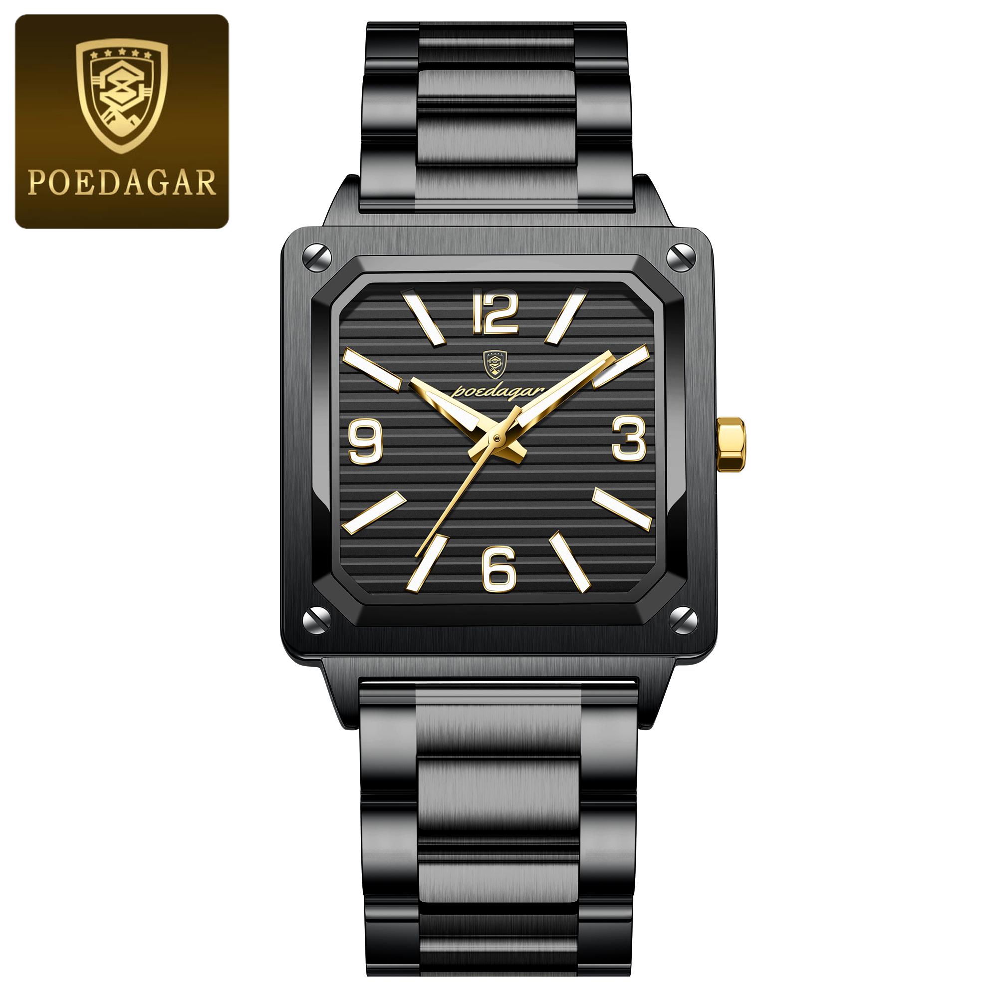 Business Waterproof Luminous Men s Quartz Watch Stainless Steel Square Watch for Men 870